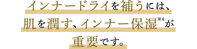 インナードライを補うには、肌を潤す、インナー保湿が重要です。